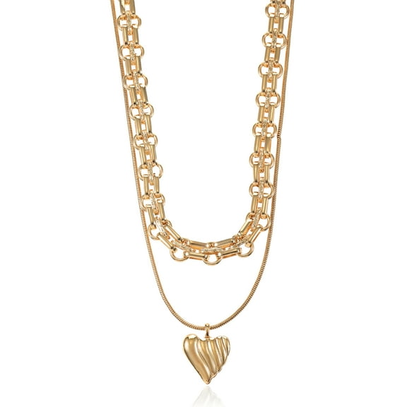 Time and Tru Goldtone 2 Row Heart Necklace, 1 Piece