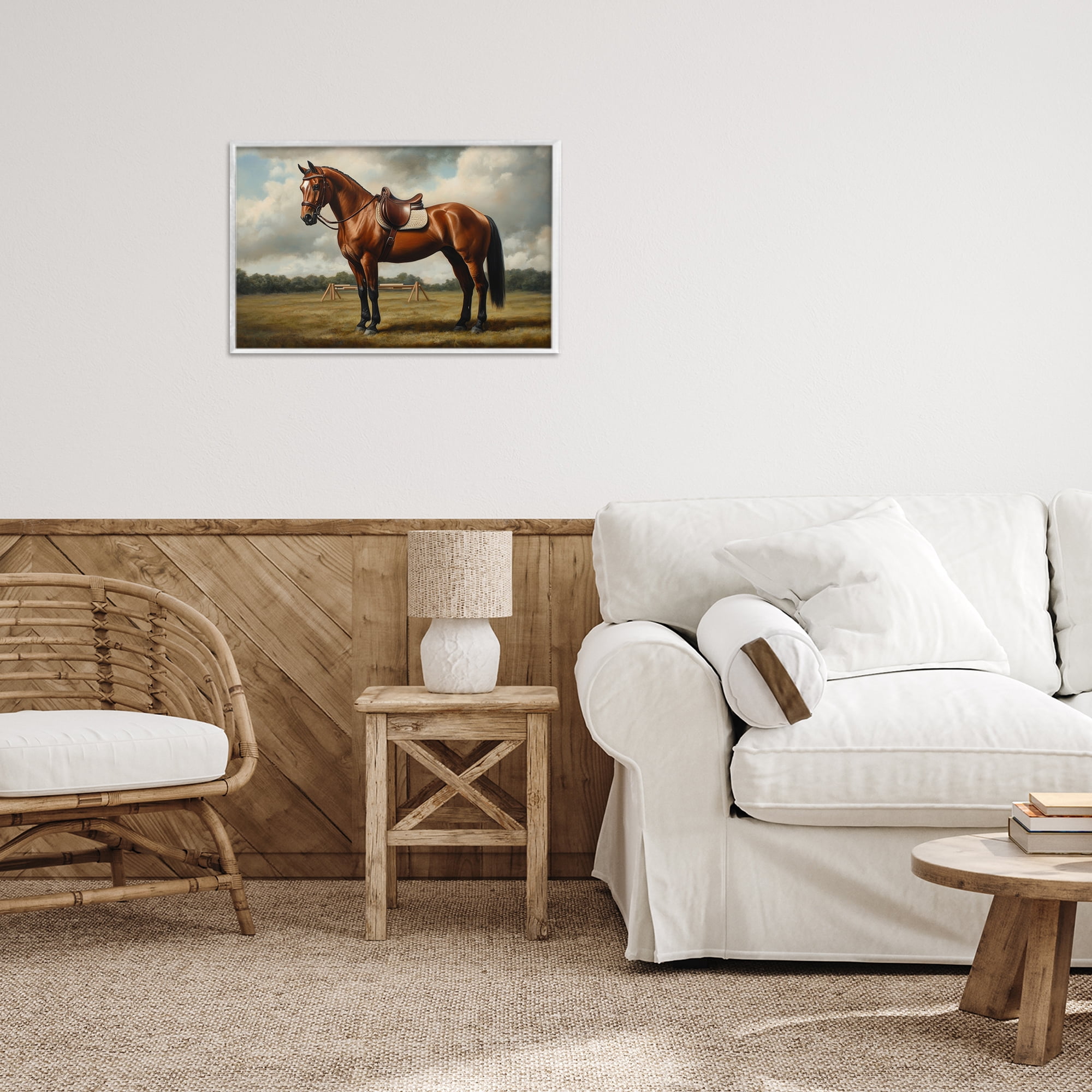 Stupell Industries Red Mare in Pastoral Landscape White Framed Giclee Art, design by Petal Prints Design