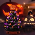 "RJ Legend 9"" Handcrafted Ceramic Halloween Tree, Cordless LED Light