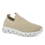 Creed Womens Stretch Knit Sneaker, Beige, 7