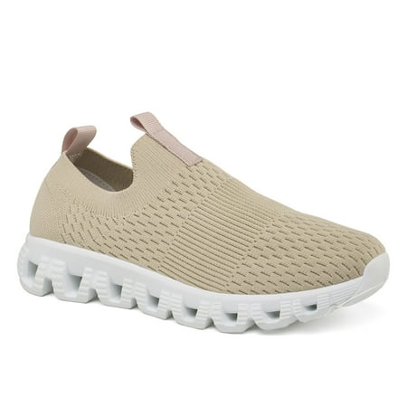 Creed Womens Stretch Knit Sneaker, Beige, 7