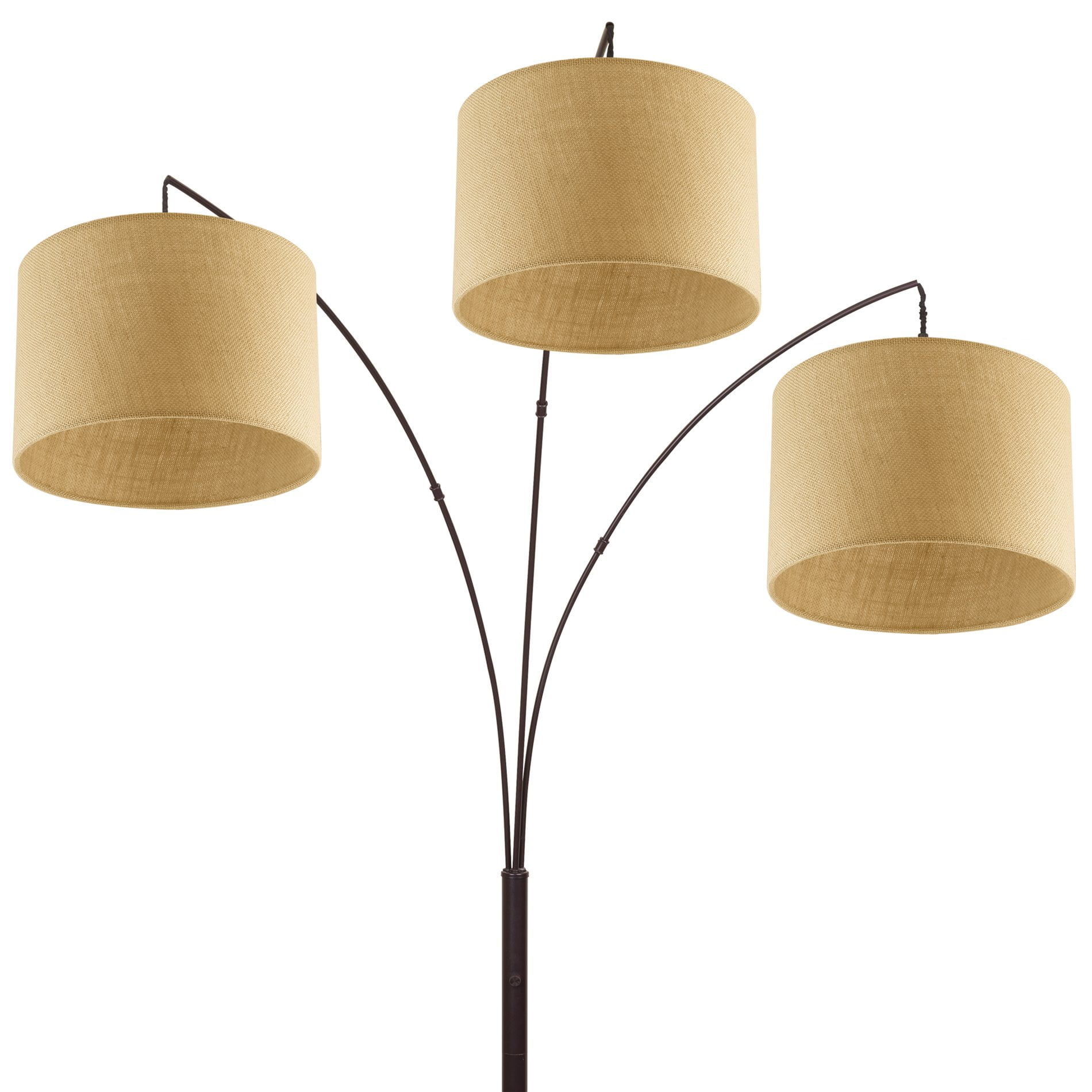 Revel Akira 80 3 Light Arc Floor Lamp Antique Bronze Finish Revel Akira 80 3 Light Arc Floor Lamp Antique Bronze Finish Beige Burlap Drum Shades Com