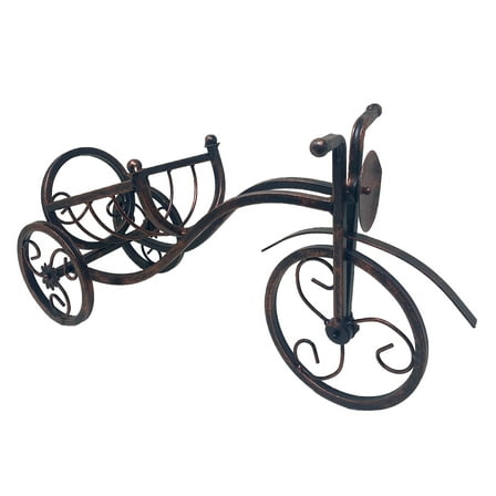 THY COLLECTIBLES Bicycle Wine Bottle Holder Desktop Bike Wine Rack Freestanding Countertop Bottle Holder for Wine Storage, Metal, Brass Colored