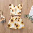 thumbnail image 2 of Icvfdpl Kids Girls Summer Outfits Sunflower Ruffle Print Tops Floral Bow Shorts 2Pcs Clothes Set Breathable 6-9 Months, 2 of 4