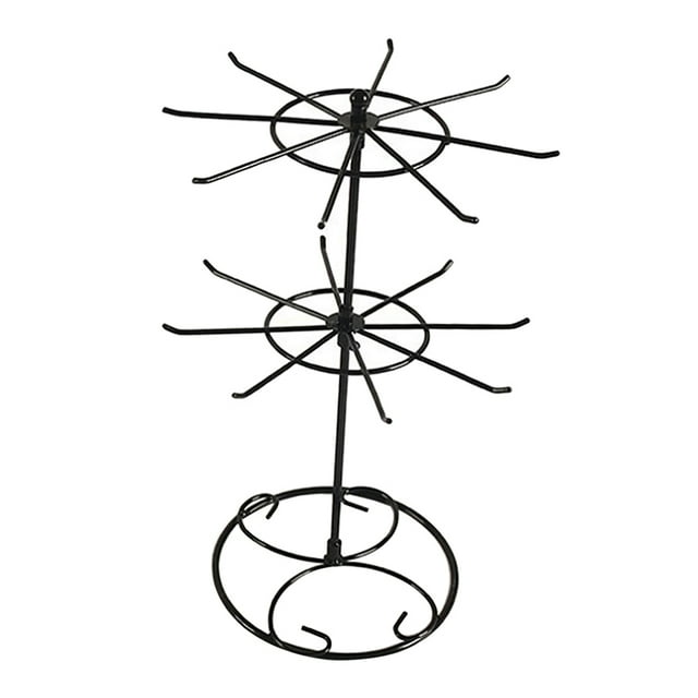 ,Rotating Jewellery Display Metal Stand Necklace 16 Hooks Rack Holder Hanger, Black