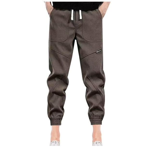 Pantalones largos para hombre, moda informal, lisos, gruesos, con
