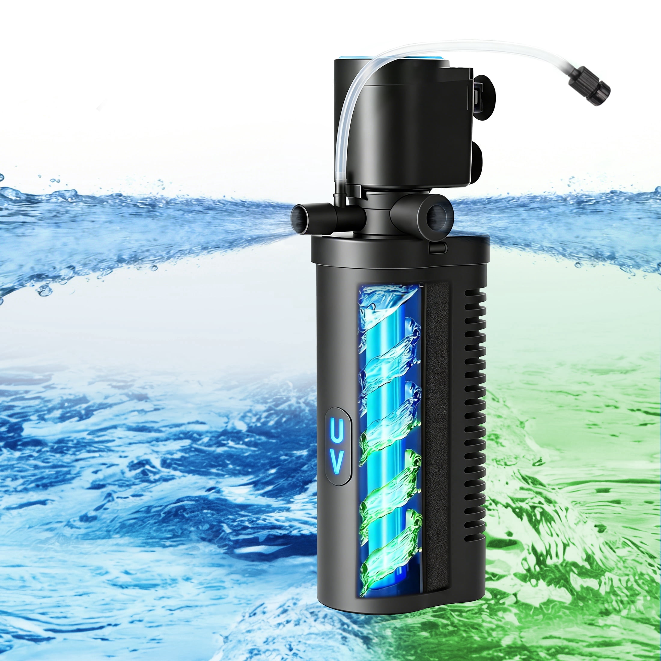 TARARIUM Small Aquarium Filter U-V for 10-45 Gallon Tank, 158GPH Fish Tank Filters