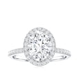 thumbnail image 4 of Rosec Jewels Oval Moissanite Engagement Ring with Halo - D-VS1 Quality Authentically Certified Classic Ring for Women, 18K White Gold, US 9.50, 4 of 8