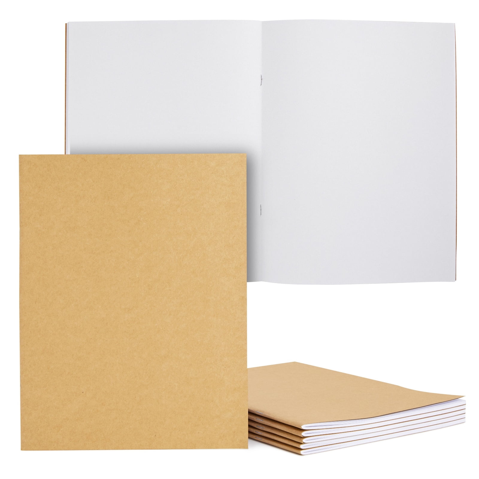 6 Pack Kraft Bulk Journals, Blank Page Notebook, Brown, 8.5x11 in