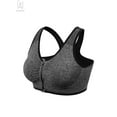 thumbnail image 4 of Gustave Women's Zip Front Close Sports Bra Seamless Wirefree Padded Racerback High Impact Workout Gym Yoga Bras Tank Top "L, Gray", 4 of 10