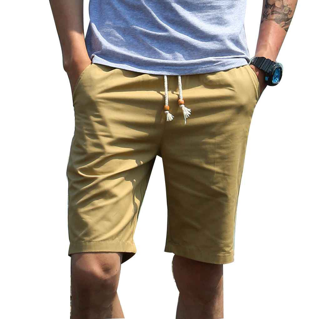 Ustyle Men Casual Soft Cotton Pure Color Shorts With Pockets Elastic ...