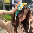 thumbnail image 3 of CoCozhu Cute And Sweet Instagram Knitted Triangle Scarf Flower Headband Women's Summer Headband French Countryside Style Headpiece Decoration Inter Photo, 3 of 6