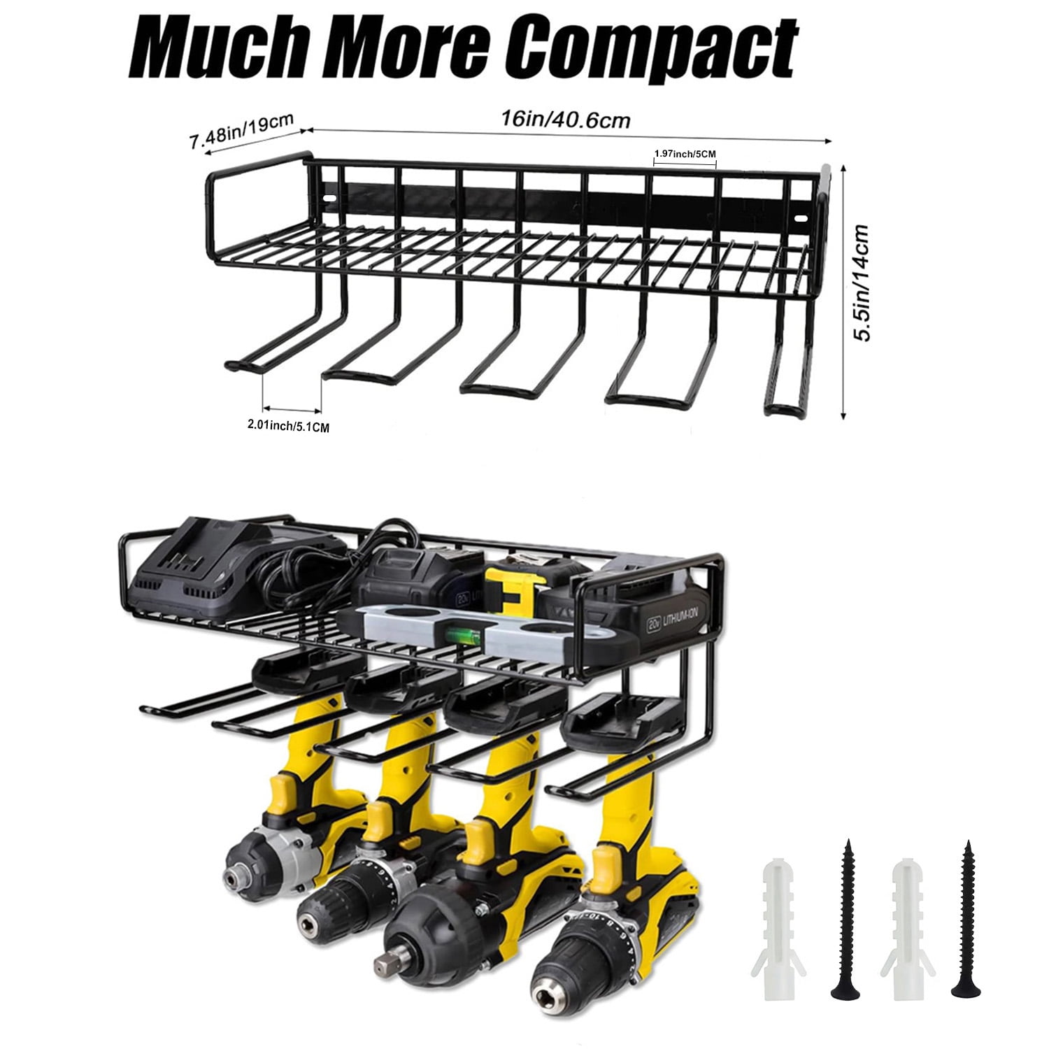 1pc Heavy Duty Tool Organizer, 4 Wall Mount Anchors, Sturdy Steel Construction, Ideal for Power Tools