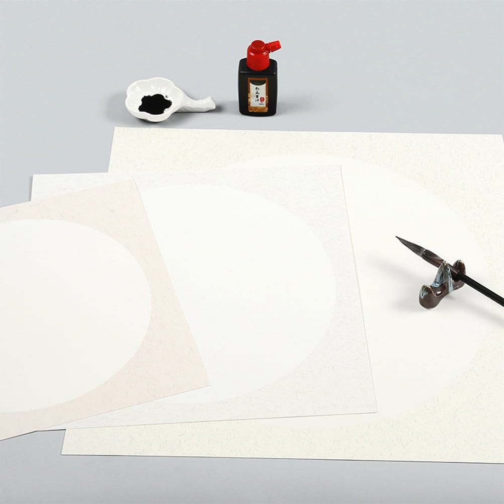 Raindrops 10 Sheets White Chinese Painting Fan Paper for Handmade Drawing and Craft Projects