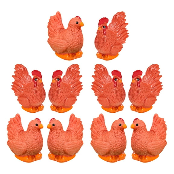 10pcs Mini Chicken Figurines Realistic Rooster Statues for Garden Decor