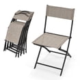 thumbnail image 3 of Spaco Patio Folding Chairs Set of 4 Lightweight Camping Chairs with Breathable Seat-Brown, Outdoor Stackable Dining Chairs for All Weather, Breathable Garden Outdoor Furniture for Backyard Deck, 3 of 7