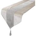 thumbnail image 1 of Nvzi Camino de mesa largo moderno con borde de borlas triangulares y diamantes de imitación, comedor, hotel, cama, toalla, decoración para bodas y fiestas, marfil, 12,59 x 98,42 pulgadas, 1 of 1