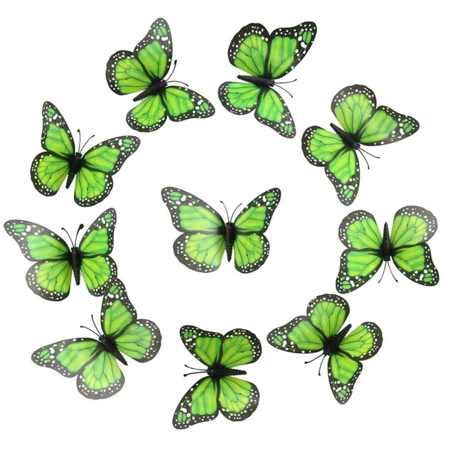 10PCS 3D Wall Stickers Art Decorations Decorations 3D Wall 10 Pcs Orange Butterflies Realistic Wall Decal For Spring Summer And Autumn Craft Home Wall Table Bedroom Decorations Floral Wall Decal