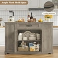 thumbnail image 3 of Homfa Kitchen Island with Wheels & Adjustable Shelf, 2 Drawer Farmhouse Buffet Cabinet Sideboard Coffee Bar for Dining Room Living Room, Gray, 3 of 7