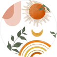 thumbnail image 3 of Boho Elastic Fitted Round Tablecloths, Geometric Sun Beige Bohemian Waterproof Wipe Clean Polyester Table Cloths, for Outdoor Patio Indoor Kitchen Dining Party, Fit to 52" Table, 3 of 6