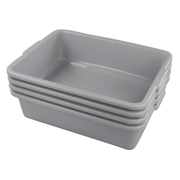 Plastic Dish Tubs, Bus Box/Wash Basin Tote Box, 4-Pack(Grey, 22L)