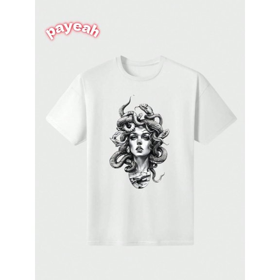 Vintage Medusa Face Greek Mythology Monster Viper T-Shirt 100% cotton