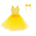 thumbnail image 4 of Riecok Flower Dresses for Kids Sleeveless Sequin Ruffle A Line Princess Dresses Halloween Birthday Party Kid Patchwork Tulle Skirt Formal Gown Dresses Yellow L, 4 of 8