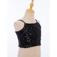 thumbnail image 4 of Doomiva Kids Girls Sequins Spaghetti Straps Crop Tank Top Sleeveless Camisole Modern Jazz Hip Hop Performance Vest Shirt A Black 150, 4 of 7