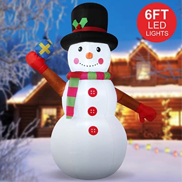 yunlights 6 foot christmas inflatable snowman, air blown inflatable ...