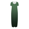 thumbnail image 4 of Dezsed Women's Short Sleeve Loose Plain Maxi Dresses Casual Round Neck Short Sleeved Vacation Long Dresses with Pockets Green M, 4 of 5