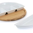 thumbnail image 2 of Gibson Elite Gracious Dining 4 Piece Fine Ceramic Sectional Tray Set with Acacia Wood Base, 2 of 3
