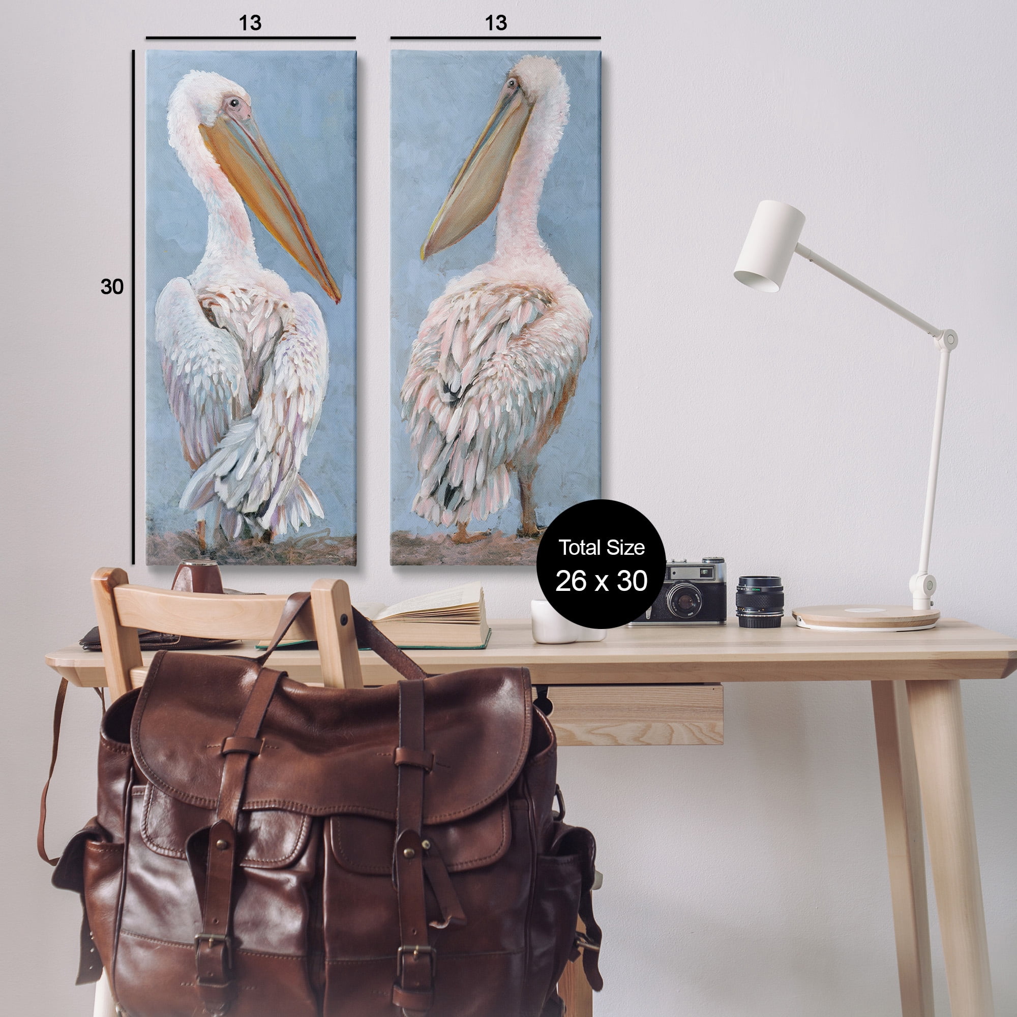 Stupell Industries Classic Pelicans Gazing Animals & Insects Painting Gallery Wrapped Canvas Art Print Wall Art, 13 x 30, Set of 2