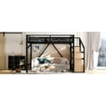 thumbnail image 5 of Queen Loft Bed with Storage Stairs, Shelves and Built-in Wardrobe, Metal Loft Bed Frame with USB Ports and LED Lights, Noise-reduced Design, Natural Wood, 5 of 18