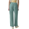 thumbnail image 3 of WULMLEO Linen Pants Women Summer Drawstring Straight Leg Pants High Waisted Loose Fit Casual Beach Trousers with Pockets Mint Green 2XL, 3 of 6