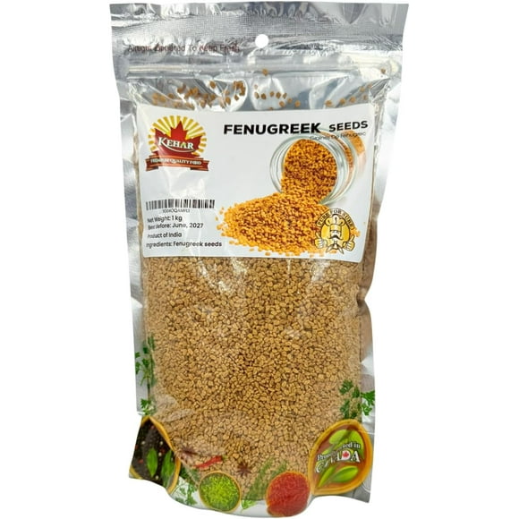 FENUGREEK SEEDS 1 KG (35 oz) - Quality Whole Fenugreek Seeds by Kehar - Natural Spice for Cooking, Health Benefits, and Herbal Remedies - Perfect for Curry, Sauces, and Teas
