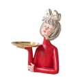 thumbnail image 3 of GUOOL Girl Statue Storage Tray Resin Home Decoration Jewelry Storage Rack For Entryway Argent Bow, 3 of 8