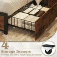 thumbnail image 2 of Fluest Full Bed Frame with 2-Tier Storage Headboard, USB Port and LED Light, 4 Storage Drawers, Brown, 2 of 7