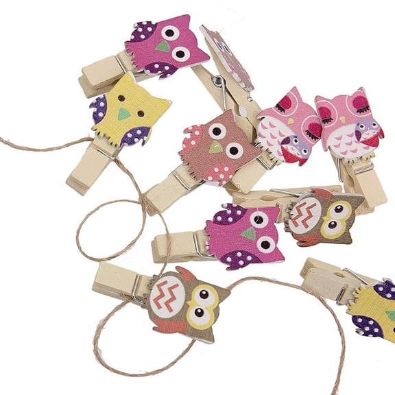Supvox 10Pcs Rustic Owl Clips Craft Wood Clothespins for Game Favors Adults