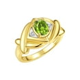 thumbnail image 4 of RYLOS Rings for Women 14K Yellow Gold Ring XOXO Hugs & Kisses 7X5MM Gemstone & Diamond Ring August Peridot Jewelry Size 6, 4 of 10