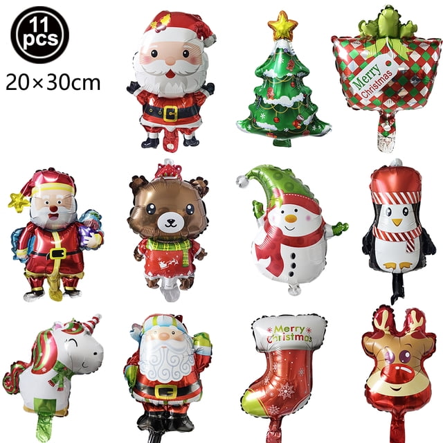Adornos navideños Árbol de Navidad de pie Casa de nieve Alce Globo de aluminio Adornos para árboles de Navidad Suministros para fiestas de Navidad y Año Nuevo