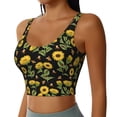 thumbnail image 2 of Fotbe Bees and Sunflowers Pattern Womens' Sports Bra Longline Wirefree Padded with Medium Support Sports Moisture-Wicking Workou Vest,Tank Top-X-Large, 2 of 7
