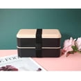 thumbnail image 5 of Bento Box Meal Lunch Box Snack Lunch Box Bundle Divider Japanese Style Lunch Box with Stainless Steel Spoon and Fork (Black), 5 of 5