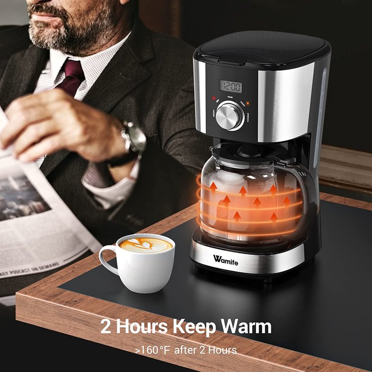 Coffee Maker - 12 Cup Programmable Drip Coffee Machine Coffee Brewer Timer  Machine with Thermal Carafe Retro