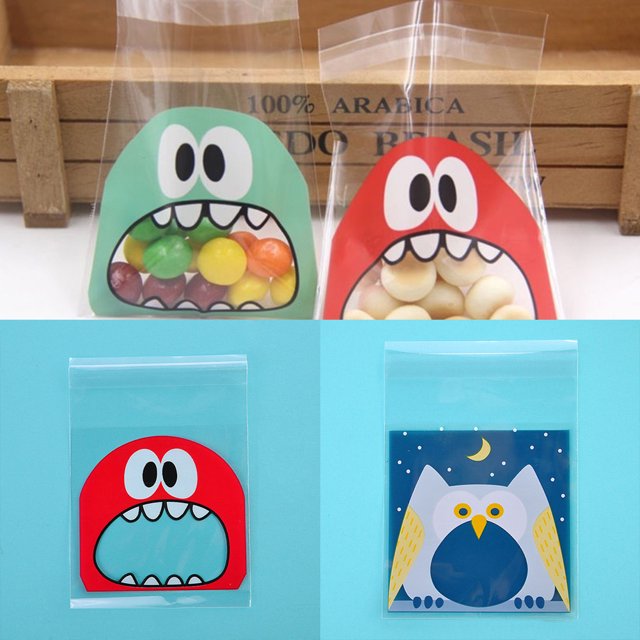 Gwong hogar 100pcs lindo galletas galletas regalo de plástico dulce dulces autoadhesivos bolsas para fiestas Gwong 8118248