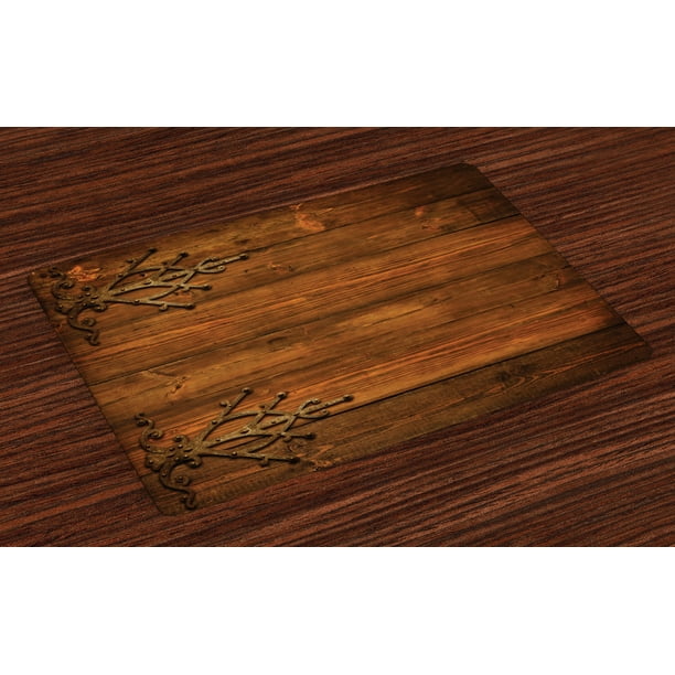 Rustic Placemats Set of 4 Antique Backdrop with Carved Dated Gothic