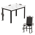 thumbnail image 3 of Baxluxe Marble Dining Table Set for 4, 47.2 Inch Rectangle Kitchen Table and Chairs Set, Faux Marble Dining Table with 4 Leather Dining Chairs, 5 Pieces Dinette Set for Breakfast Nook, White+Black, 3 of 7