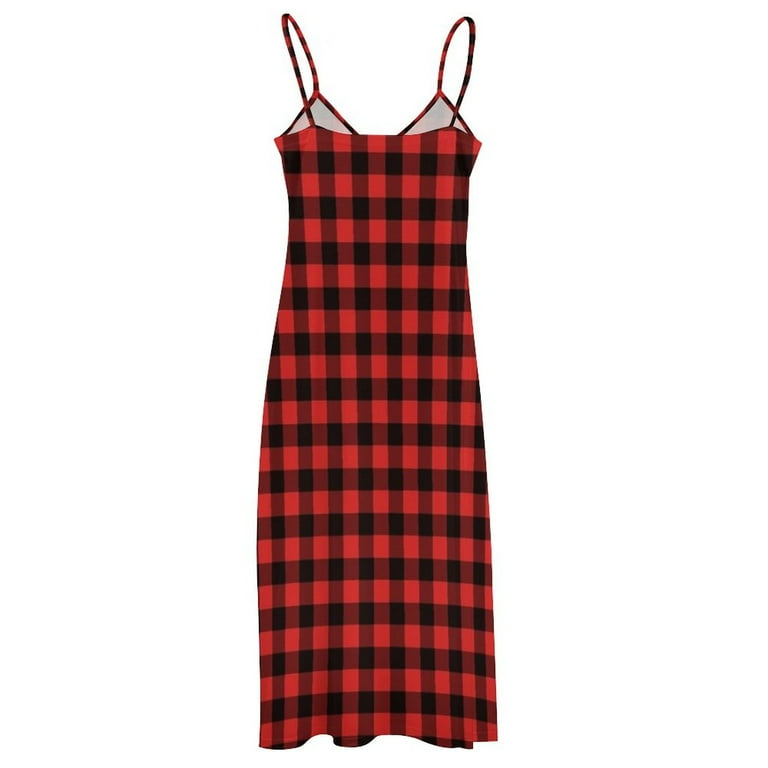 Buffalo Check Red And Black Plaid Sleeveless Dress prom dresses elegant  dress - Walmart.com
