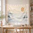 thumbnail image 5 of Snowy Mountain Peaks With Ochre Sun Above Rolling Fields, Serene Minimalist for Nature Lovers, Winter Landscape Wall Art, Housewarming Gift, Tapestry Wall Hanging for Bedroom and Living Room, 5 of 7