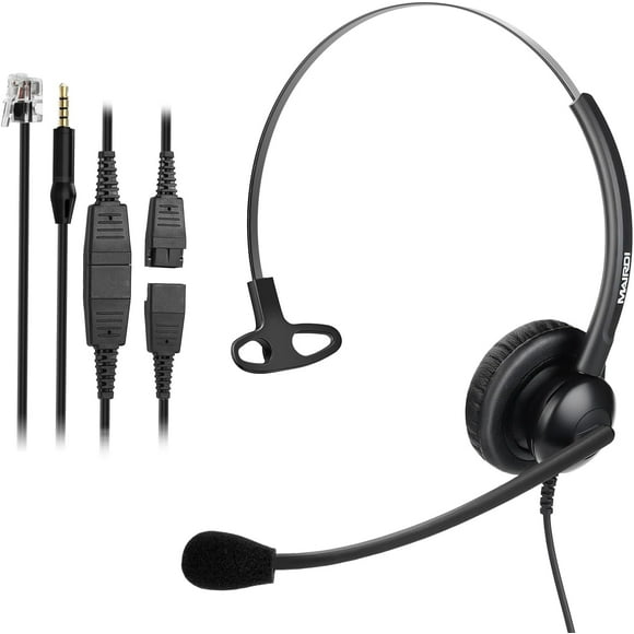 Office Headset with RJ9 Jack for Cisco Phone, Binaural Telephone Headset with Mic Noise Cancelling for Call