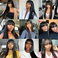 thumbnail image 5 of Straight Glueless Human Hair Wig With Bangs, 3x1 Lace Front Wigs Human Hair, 5 of 6